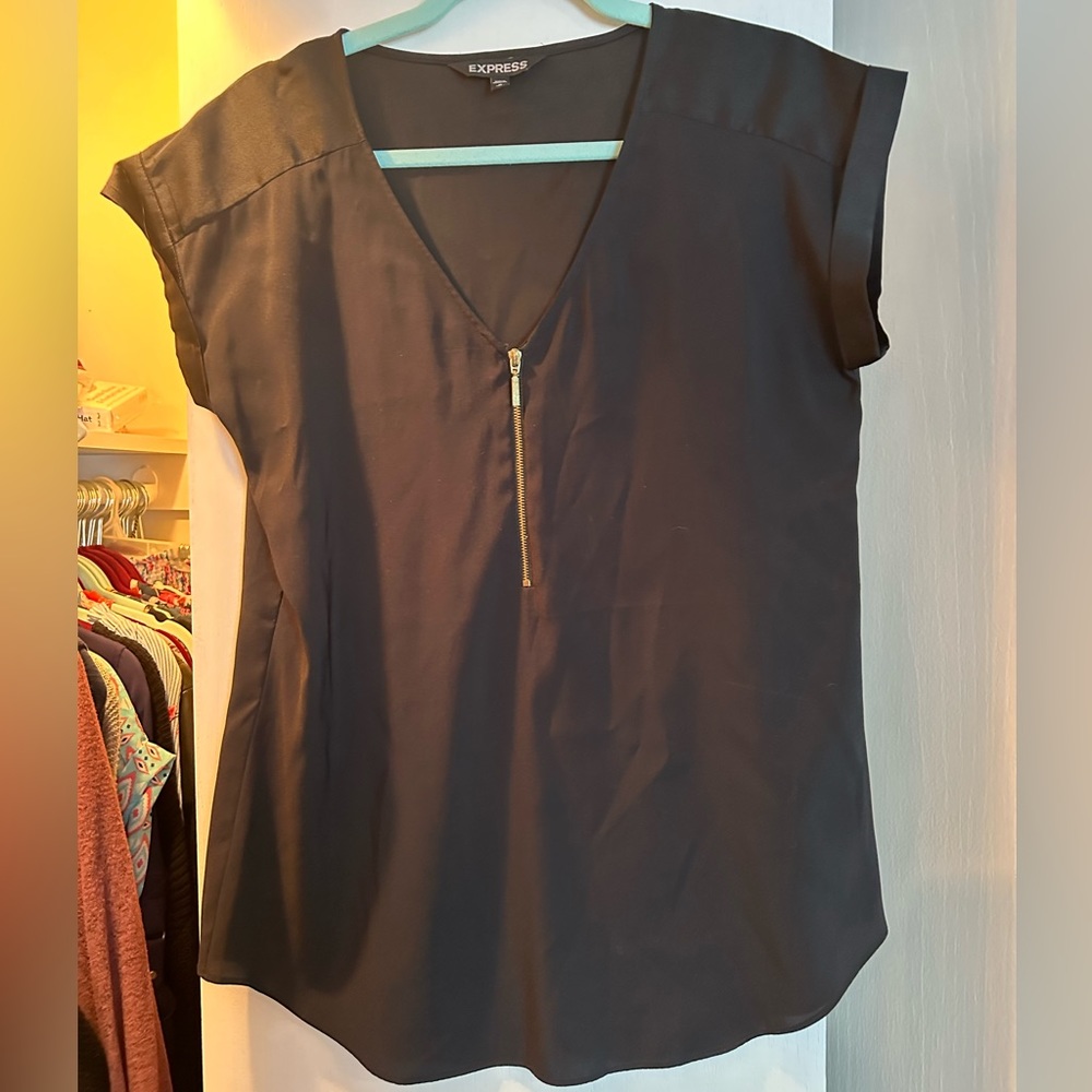 Express size Medium black short sleeve shirt with gold detail
